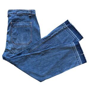 Sundance Roadside Jeans Size 10 Mid Wash High Waist Raw Hem Patch Pockets